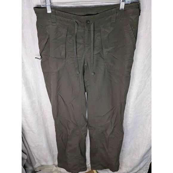 North Face Convertible Hiking Cargo Pant Capri Ripstop Khaki Green Womens 10 Med - Picture 1 of 11